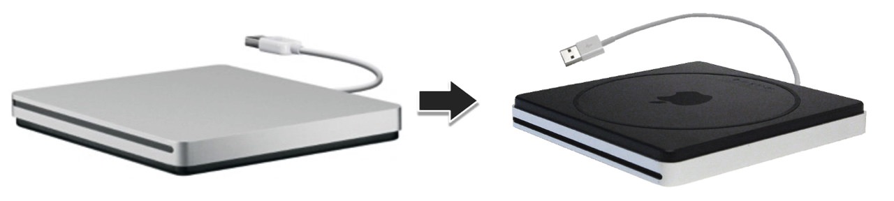 Apple USB Superdriveを裏返してディスクを排出